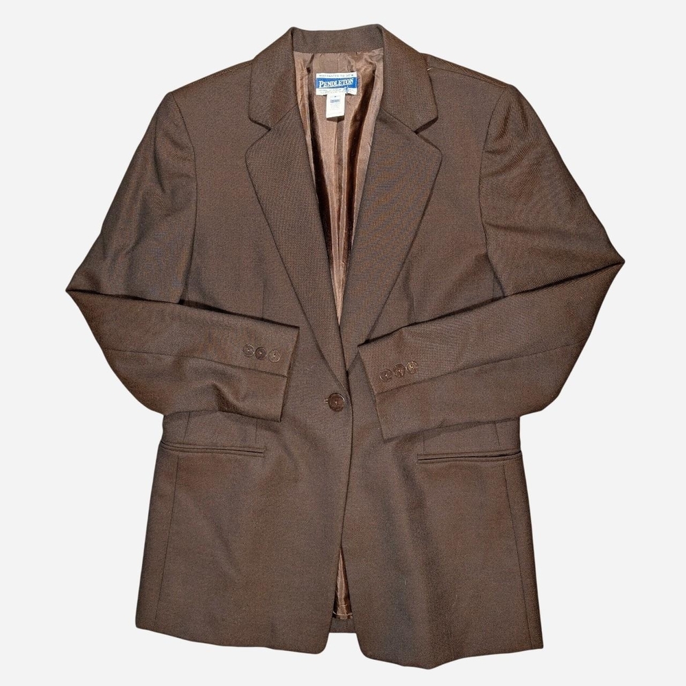 Pendleton Chocolate Brown Wool Blazer - image 1
